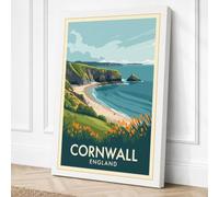 Postcard from Cornwall Canvas Wall Art Print 24x16 Inch (61 x 41 cm)