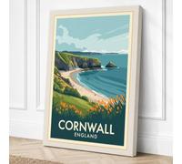 Postcard from Cornwall Canvas Wall Art Print 36x24 Inch (91 x 61 cm)