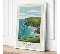 Postcard from Cornwall Canvas Wall Art Print 36x24 Inch (91 x 61 cm)