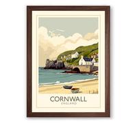 Postcard from Cornwall Vintage Framed Wall Art Print A4 (29.7×21cm) Walnut, Wall Decor for Living Room, Bedroom, Office & Home, Ready to Hang, Art Gift