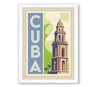 Postcard from Cuba Vintage Framed Wall Art Print A3 (42×29.7cm) White, Wall Decor for Living Room, Bedroom, Office & Home, Ready to Hang, Art Gift