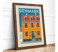 Postcard from Denmark Vintage Framed Wall Art Print A1 (84.1×59.4cm) Walnut, Wall Decor for Living Room, Bedroom, Office & Home, Ready to Hang, Art Gift