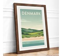 Postcard from Denmark Vintage Framed Wall Art Print A1 (84.1×59.4cm) Walnut, Wall Decor for Living Room, Bedroom, Office & Home, Ready to Hang, Art Gift