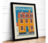 Postcard from Denmark Vintage Framed Wall Art Print A2 (59.4×42cm) Black, Wall Decor for Living Room, Bedroom, Office & Home, Ready to Hang, Art Gift