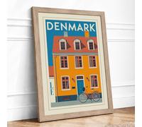Postcard from Denmark Vintage Framed Wall Art Print A3 (42×29.7cm) Oak, Wall Decor for Living Room, Bedroom, Office & Home, Ready to Hang, Art Gift