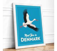 Postcard from Denmark Vintage Framed Wall Art Print A3 (42×29.7cm) White, Wall Decor for Living Room, Bedroom, Office & Home, Ready to Hang, Art Gift