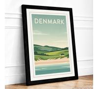 Postcard from Denmark Vintage Framed Wall Art Print A4 (29.7×21cm) Black, Wall Decor for Living Room, Bedroom, Office & Home, Ready to Hang, Art Gift