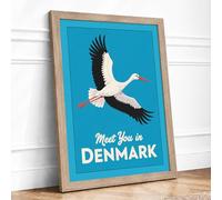 Postcard from Denmark Vintage Framed Wall Art Print A4 (29.7×21cm) Oak, Wall Decor for Living Room, Bedroom, Office & Home, Ready to Hang, Art Gift
