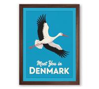 Postcard from Denmark Vintage Framed Wall Art Print A4 (29.7×21cm) Walnut, Wall Decor for Living Room, Bedroom, Office & Home, Ready to Hang, Art Gift