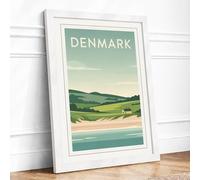 Postcard from Denmark Vintage Framed Wall Art Print A4 (29.7×21cm) White, Wall Decor for Living Room, Bedroom, Office & Home, Ready to Hang, Art Gift