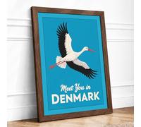 Postcard from Denmark Vintage Framed Wall Art Print A4 Walnut