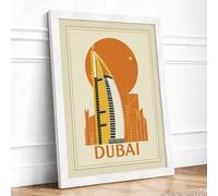 Postcard from Dubai Art Deco Framed Wall Art Print A4 (29.7×21cm) White, Wall Decor for Living Room, Bedroom, Office & Home, Ready to Hang, Art Gift