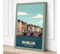Postcard from Dublin Vintage Canvas Wall Art Print 18x12 Inch