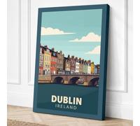 Postcard from Dublin Vintage Canvas Wall Art Print 30x20 Inch