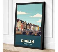 Postcard from Dublin Vintage Canvas Wall Art Print 30x20 Inch