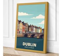 Postcard from Dublin Vintage Canvas Wall Art Print 36x24 Inch