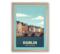 Postcard from Dublin Vintage Framed Wall Art Print A1 (84.1×59.4cm) Oak, Wall Decor for Living Room, Bedroom, Office & Home, Ready to Hang, Art Gift