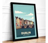 Postcard from Dublin Vintage Framed Wall Art Print A1 Black