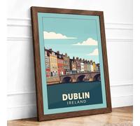 Postcard from Dublin Vintage Framed Wall Art Print A1 Walnut