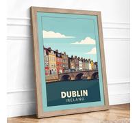 Postcard from Dublin Vintage Framed Wall Art Print A2 Oak