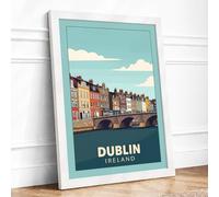 Postcard from Dublin Vintage Framed Wall Art Print A3 White