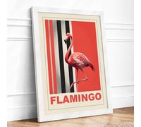 Postcard from Flamingo Art Deco Framed Wall Art Print A1 (84.1×59.4cm) White, Wall Decor for Living Room, Bedroom, Office & Home, Ready to Hang, Art Gift