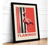 Postcard from Flamingo Art Deco Framed Wall Art Print A2 (59.4×42cm) Black, Wall Decor for Living Room, Bedroom, Office & Home, Ready to Hang, Art Gift