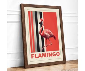 Postcard from Flamingo Art Deco Framed Wall Art Print A3 (42×29.7cm) Walnut, Wall Decor for Living Room, Bedroom, Office & Home, Ready to Hang, Art Gift