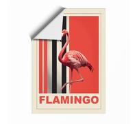 Postcard from Flamingo Art Deco Unframed Wall Art Print A1 (84.1×59.4cm), Wall Decor for Living Room, Bedroom, Office & Home, Art Gift