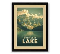 Postcard from Gold Leaf Lake Vintage Framed Wall Art Print A4 (29.7×21cm) Black, Wall Decor for Living Room, Bedroom, Office & Home, Ready to Hang, Art Gift