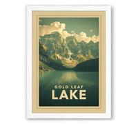 Postcard from Gold Leaf Lake Vintage Framed Wall Art Print A4 (29.7×21cm) White, Wall Decor for Living Room, Bedroom, Office & Home, Ready to Hang, Art Gift