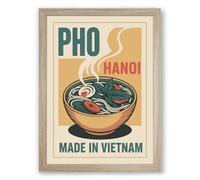 Postcard from Hanoi Retro Framed Wall Art Print A2 (59.4×42cm) Oak, Wall Decor for Living Room, Bedroom, Office & Home, Ready to Hang, Art Gift