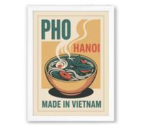 Postcard from Hanoi Retro Framed Wall Art Print A3 (42×29.7cm) White, Wall Decor for Living Room, Bedroom, Office & Home, Ready to Hang, Art Gift