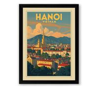 Postcard from Hanoi Vintage Framed Wall Art Print A1 (84.1×59.4cm) Black, Wall Decor for Living Room, Bedroom, Office & Home, Ready to Hang, Art Gift