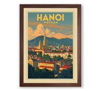 Postcard from Hanoi Vintage Framed Wall Art Print A1 (84.1×59.4cm) Walnut, Wall Decor for Living Room, Bedroom, Office & Home, Ready to Hang, Art Gift