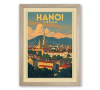 Postcard from Hanoi Vintage Framed Wall Art Print A3 (42×29.7cm) Oak, Wall Decor for Living Room, Bedroom, Office & Home, Ready to Hang, Art Gift