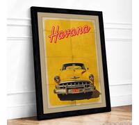 Postcard from Havana Retro Framed Wall Art Print A2 (59.4×42cm) Black, Wall Decor for Living Room, Bedroom, Office & Home, Ready to Hang, Art Gift