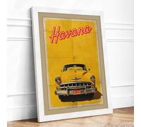 Postcard from Havana Retro Framed Wall Art Print A3 (42×29.7cm) White, Wall Decor for Living Room, Bedroom, Office & Home, Ready to Hang, Art Gift