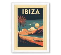 Postcard from Ibiza Art Deco Framed Wall Art Print A4 (29.7×21cm) White, Wall Decor for Living Room, Bedroom, Office & Home, Ready to Hang, Art Gift