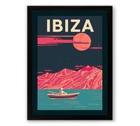 Postcard from Ibiza Retro Framed Wall Art Print A4 (29.7×21cm) Black, Wall Decor for Living Room, Bedroom, Office & Home, Ready to Hang, Art Gift