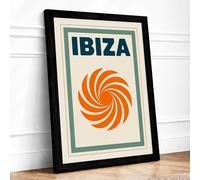 Postcard from Ibiza Retro Framed Wall Art Print A4 (29.7×21cm) Black, Wall Decor for Living Room, Bedroom, Office & Home, Ready to Hang, Art Gift