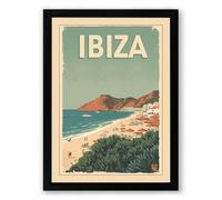 Postcard from Ibiza Vintage Framed Wall Art Print A1 (84.1×59.4cm) Black, Wall Decor for Living Room, Bedroom, Office & Home, Ready to Hang, Art Gift