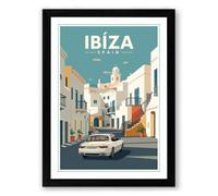 Postcard from Ibiza Vintage Framed Wall Art Print A1 (84.1×59.4cm) Black, Wall Decor for Living Room, Bedroom, Office & Home, Ready to Hang, Art Gift