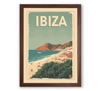 Postcard from Ibiza Vintage Framed Wall Art Print A2 (59.4×42cm) Walnut, Wall Decor for Living Room, Bedroom, Office & Home, Ready to Hang, Art Gift