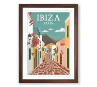 Postcard from Ibiza Vintage Framed Wall Art Print A2 (59.4×42cm) Walnut, Wall Decor for Living Room, Bedroom, Office & Home, Ready to Hang, Art Gift
