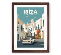 Postcard from Ibiza Vintage Framed Wall Art Print A3 (42×29.7cm) Walnut, Wall Decor for Living Room, Bedroom, Office & Home, Ready to Hang, Art Gift