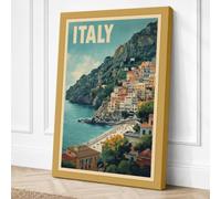 Postcard from Italy Vintage Canvas Wall Art Print 24x16 Inch