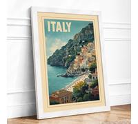 Postcard from Italy Vintage Framed Wall Art Print A2 (59.4×42cm) White, Wall Decor for Living Room, Bedroom, Office & Home, Ready to Hang, Art Gift