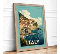 Postcard from Italy Vintage Framed Wall Art Print A2 Oak