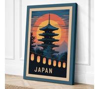 Postcard from Japan Art Deco Canvas Wall Art Print 24x16 Inch